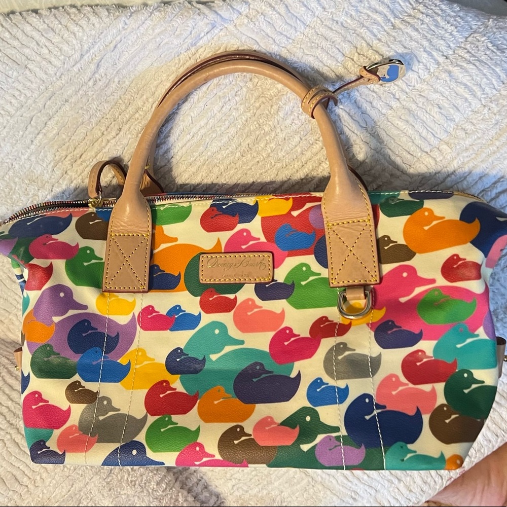 Like New Dooney & Bourke Wonder Ducks canvas medium satchel handbag duffle bag